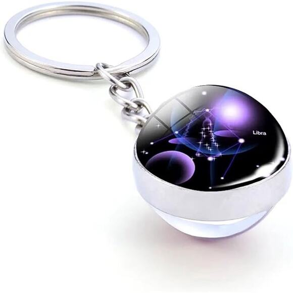 Creative Galaxy Zodiac Double-Sided Glass Orb Keychain - Picture 1 of 8